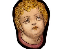 Stained glass fragment, Cherub, kilnfired glass, antique glass, angel glass painting, - il_214x170.670958914_348y