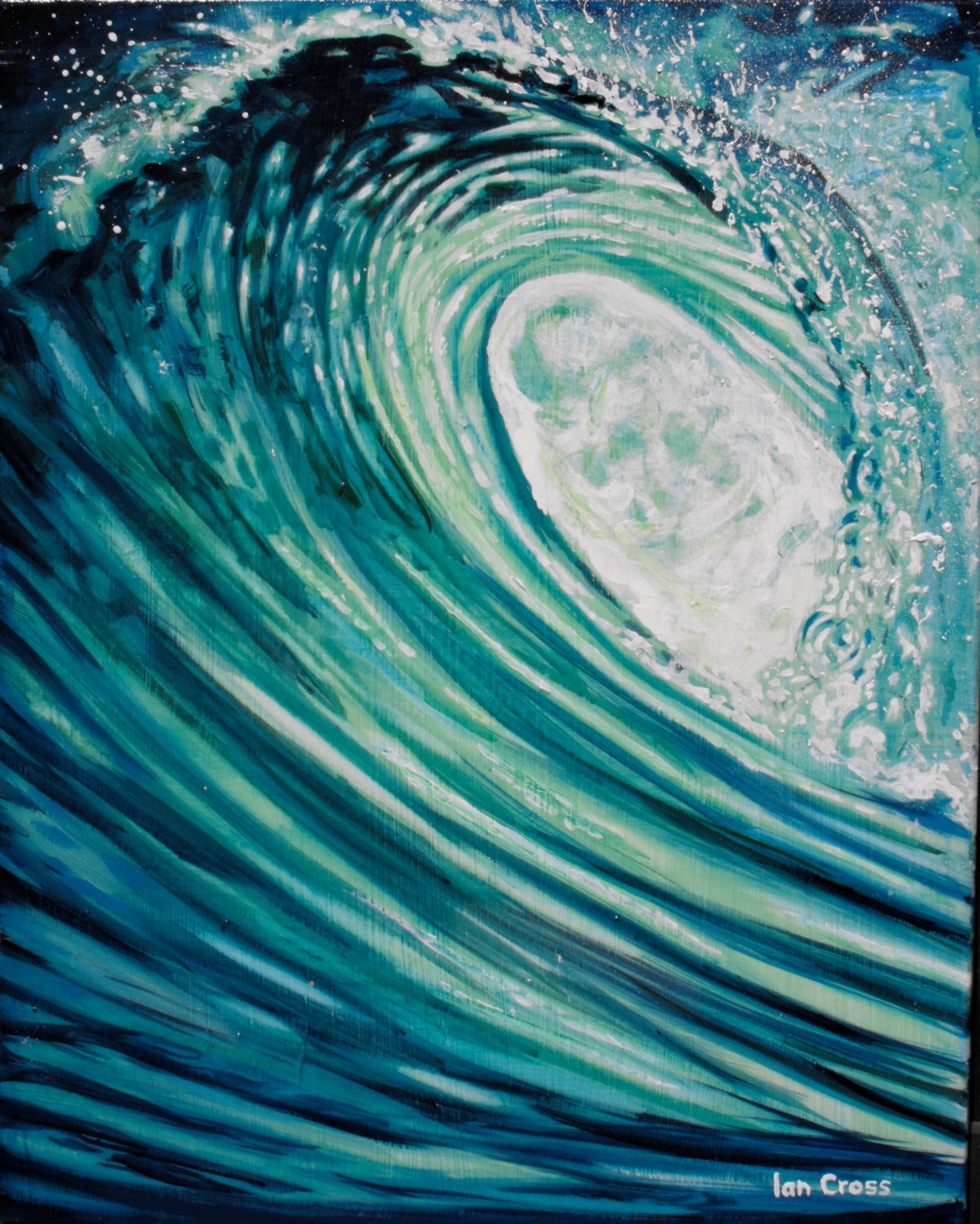 Surf Art Sunset Wave Surfing Watercolor Art by IanCrossArtist