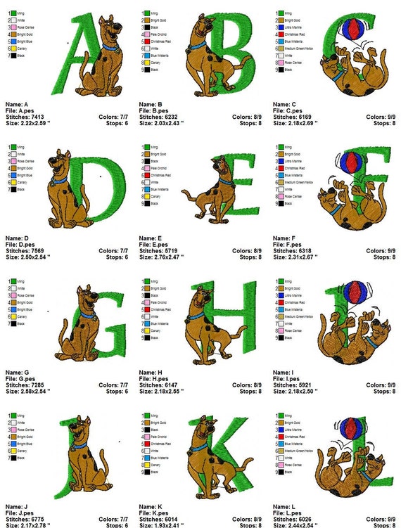 SCOOBY DOO Cartoon Disney Alphabets Machine by Estanline on Etsy