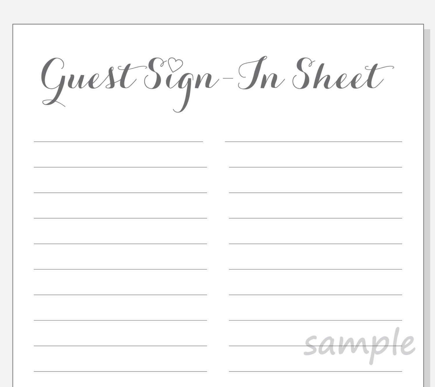 DIY Guest SignIn Sheet Printable for a Wedding Bridal