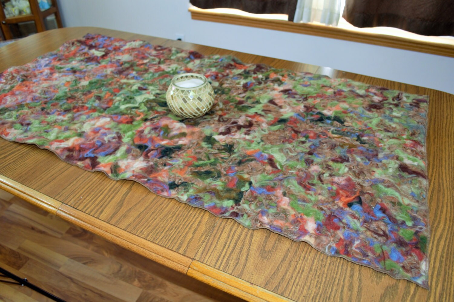 Nuno Felted Table Runner or Wall Hanging Wool by ModernArras