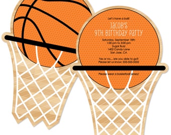 Basketball Invitations - Personalized Birthday Party Invites - Set of 12