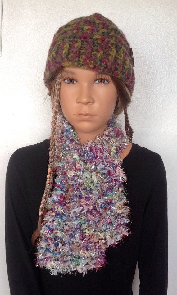 Childs Scarf. Knitted Fluffy Scarf. by CraftyJoes on Etsy
