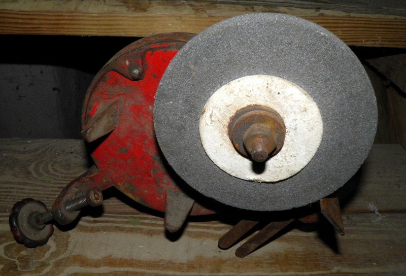 Antique Hand Crank Bench Grinder