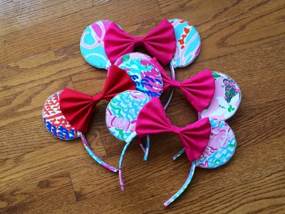 40+ Lilly Prints Available - Lilly Pulitzer Teddy Bear Ears Headband -perfect for a trip to Disney with minnie and mickey
