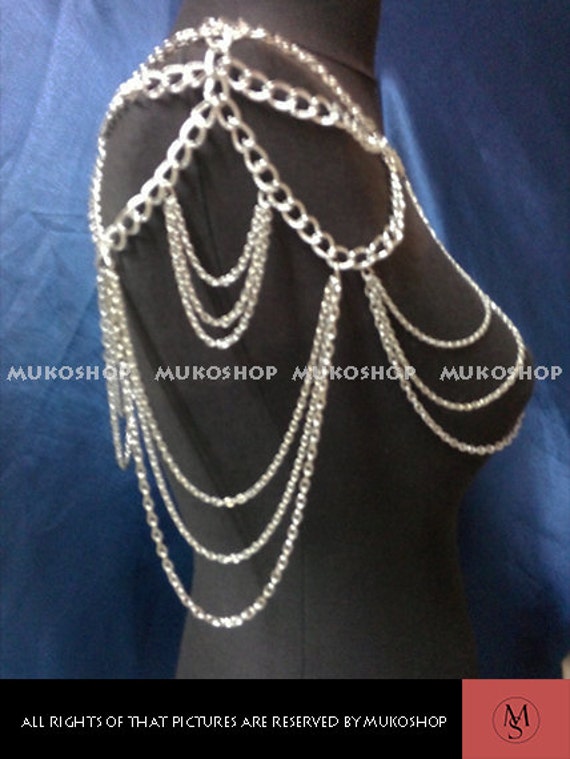 Silver Body Chain Body chain Shoulder chain by MukoShop on Etsy