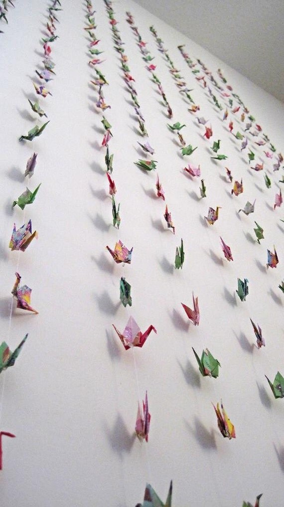 origami cranes on strings 500 paper bird wedding backdrop origami cranes on strings 500 paper bird wedding backdrop