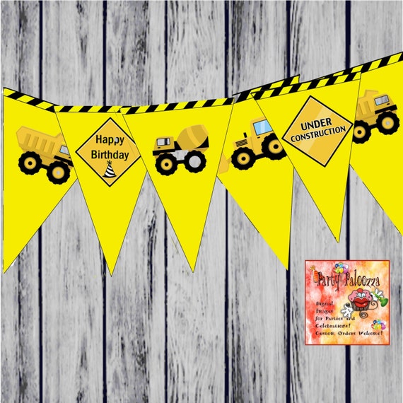 Items similar to Printable Construction banner birthday on Etsy