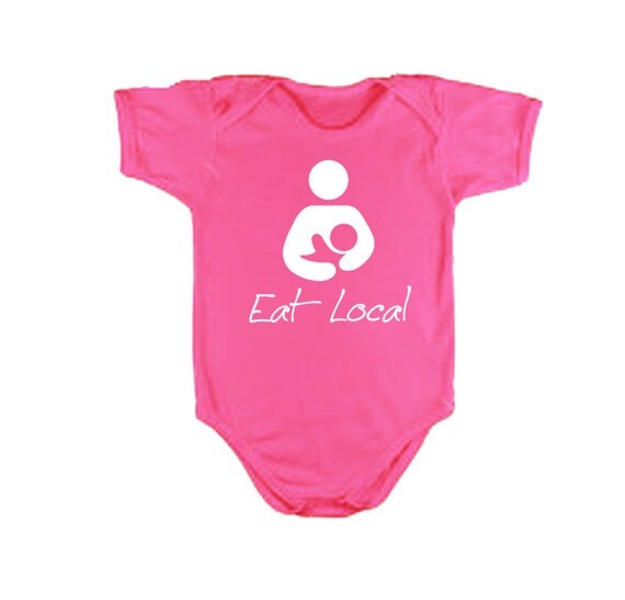 Breastfeeding Onesie Eat Local Onesie Pink by MyDoulaMadeIt