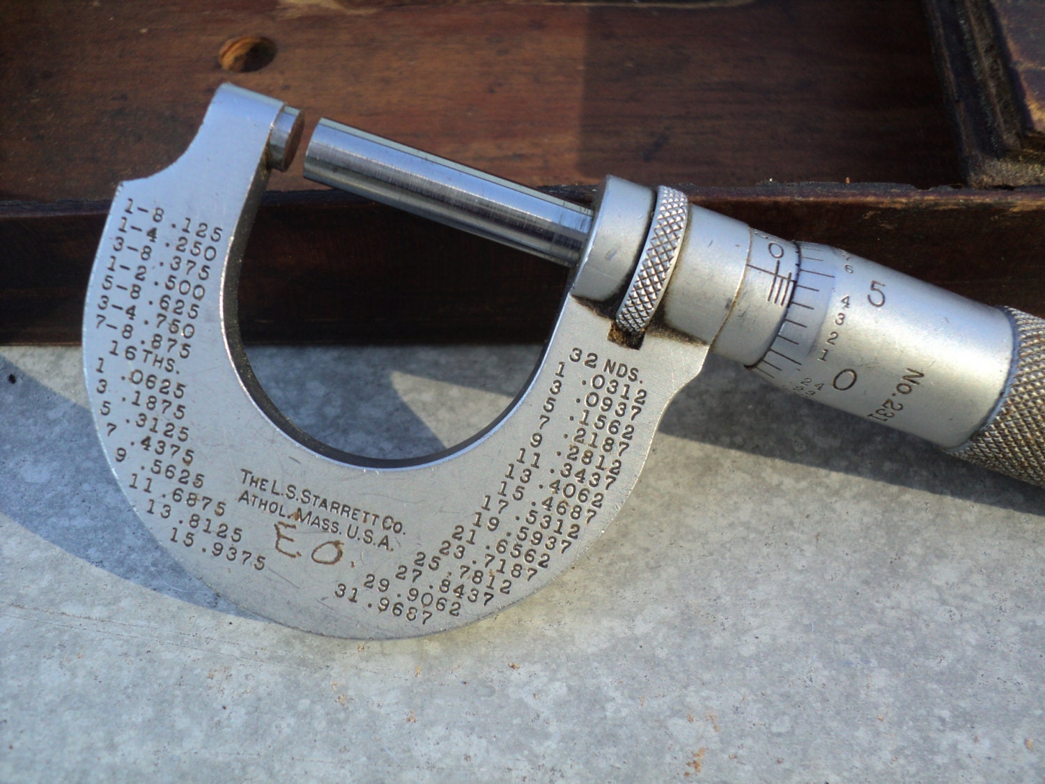 Starrett Micrometer 231 with Original Wooden Box Vintage