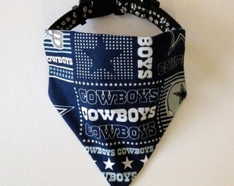 No-Tie, Slip Over Collar Dog Bandana, Dallas Cowboys Fabric