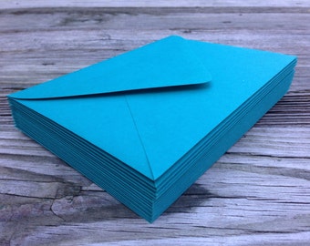 50 Teal Turquoise Peacock A7 5x7 Invitation or A1 (4Bar) RSVP Pointed Flap Envelopes - Paper Source Envelope