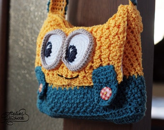 Crochet PATTERN - Minion yellow and blue Purse - PDF FILE