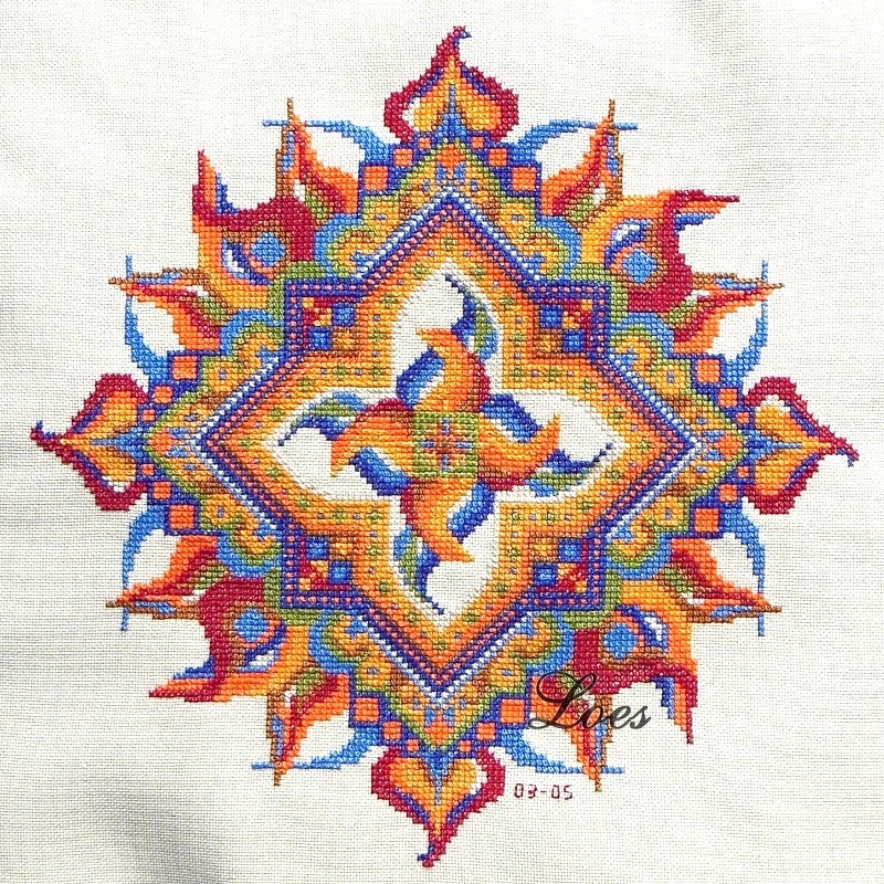 Download Counted Cross-Stitch Pattern Mandala Fire by LoesManfredCreations