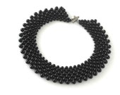 Pearl Necklace-Black Pearl Necklace-Collar Necklace-Black collar Necklace-Night Pearl-Handmade