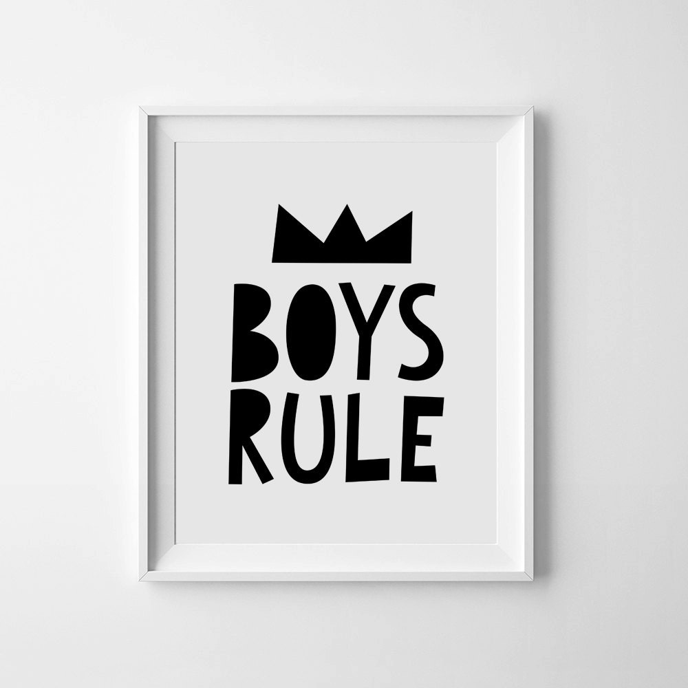 Boys room decor nursery print Typography poster Black and