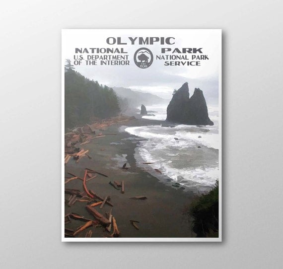 Olympic National Park Poster National Park by PurpleMooseBasics