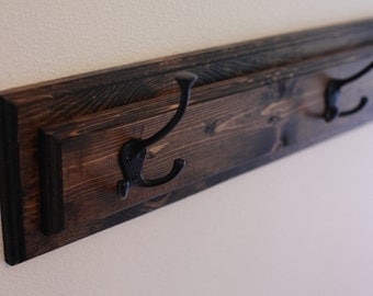 Wood Coat Rack Hanger, Mud Room Organization, Entryway Coat Hook Board in Multiple Lengths- 24", 36", 48", 60", 72"