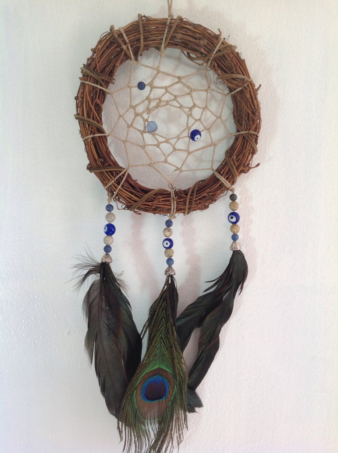 Blue Evil Eye Dream Catcher by TalulasTree on Etsy