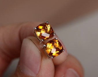 thumbnail image 2 of Green Mystic Topaz Stud Earrings – 6mm, Sterling Silver 925 – Butterfly Fastening – Heat & Irradiated 2 of 5