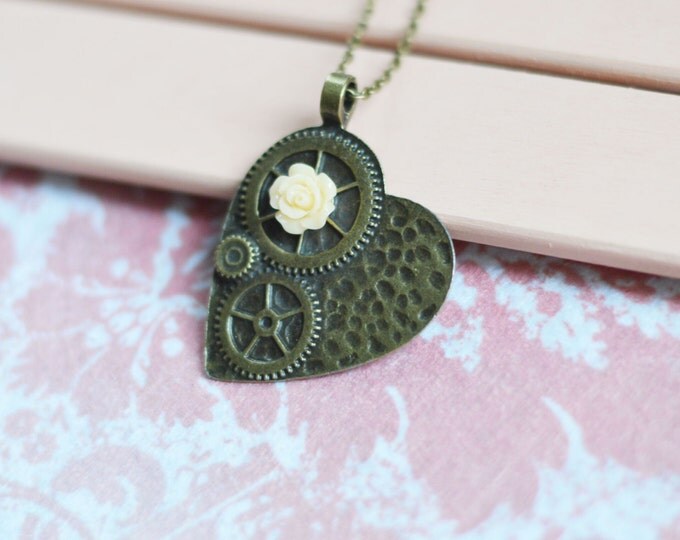 My Heart Will Go On // Pendant in the shape of a heart made of metal brass // Love, Rose