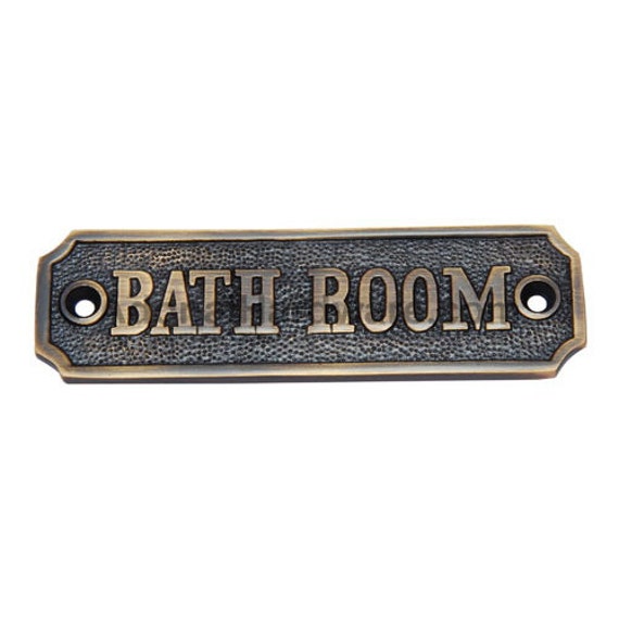 Bathroom Brass Sign by AdonaiHardware on Etsy