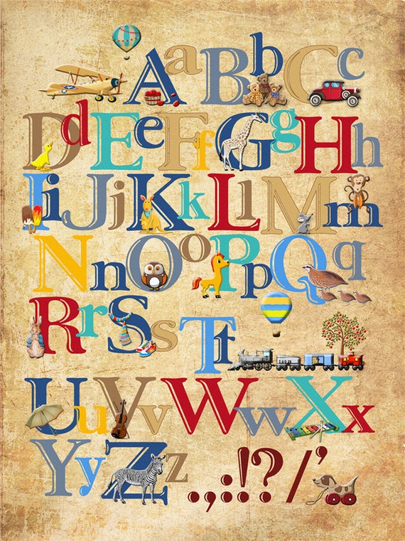 items similar to printable alphabet vintage stylejpg