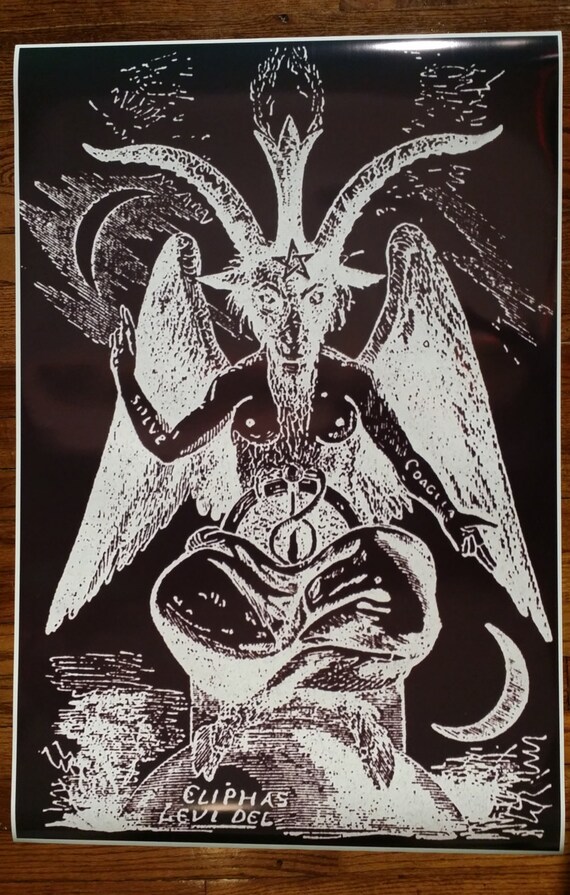 Baphomet Black and White Invert Satanic Worship Poster Full