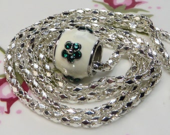 Dione'Bead Necklace Emerald Green Flower, Dione' Necklace with Emerald Green Swarovski Crystals,Dione Emerald Green Flower Necklace