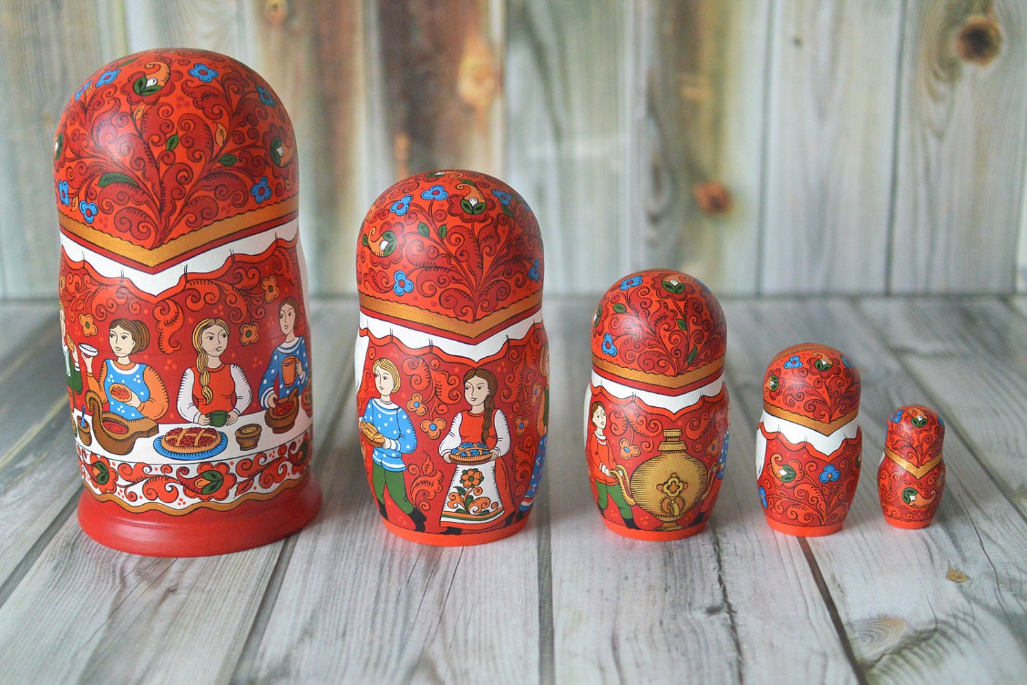 Handpainted Matryoshka babushka doll nesting doll. by nordfolk