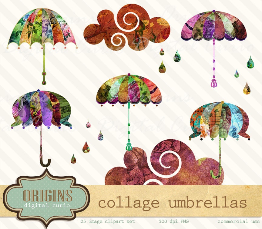 umbrellas unique vintage OriginsDigitalCurio Collage by Scrapbook and Parasols Umbrellas