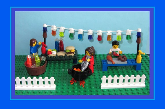 Lego Barbecue Set with String of Colored by LegoInspirations