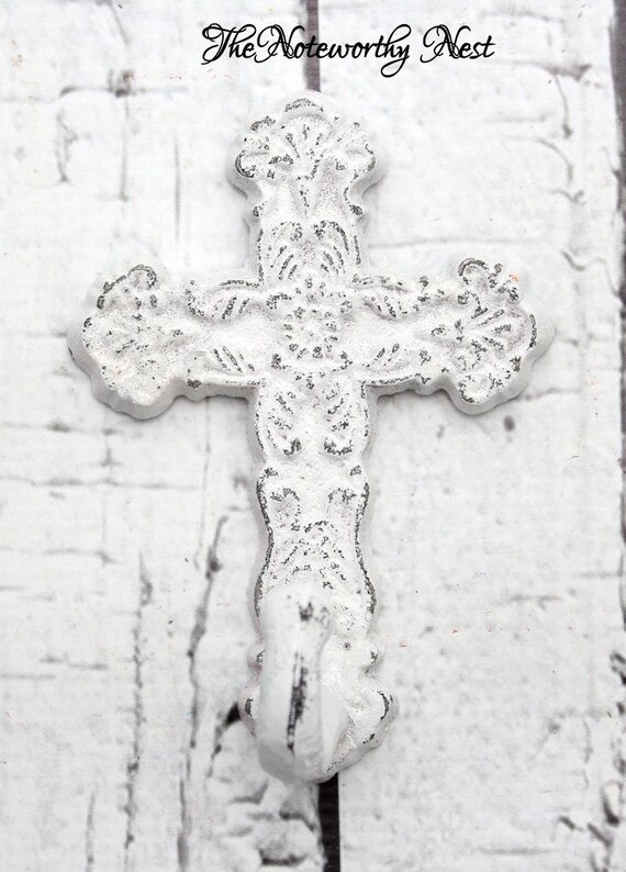 Cross Hook // White Cross Hook // Cast Iron by TheNoteworthyNest