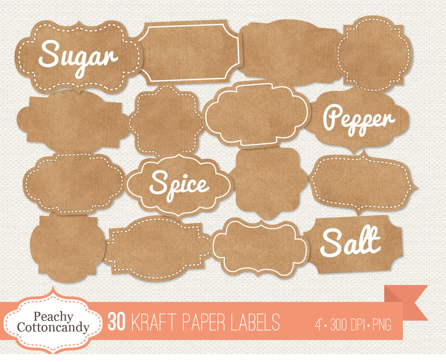 BUY 2 GET 1 FREE 30 Digital Kraft Paper Labels Cardboard