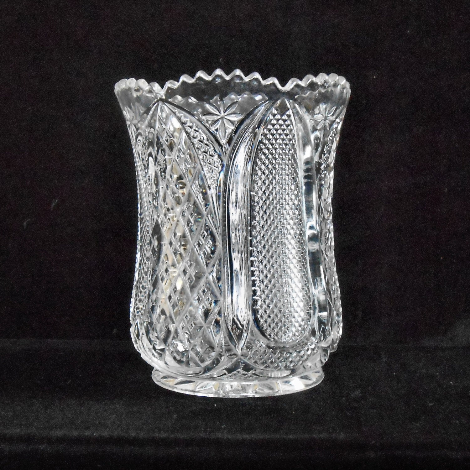 Antique Pressed Glass Celery Vase in the Harvard Yard pattern