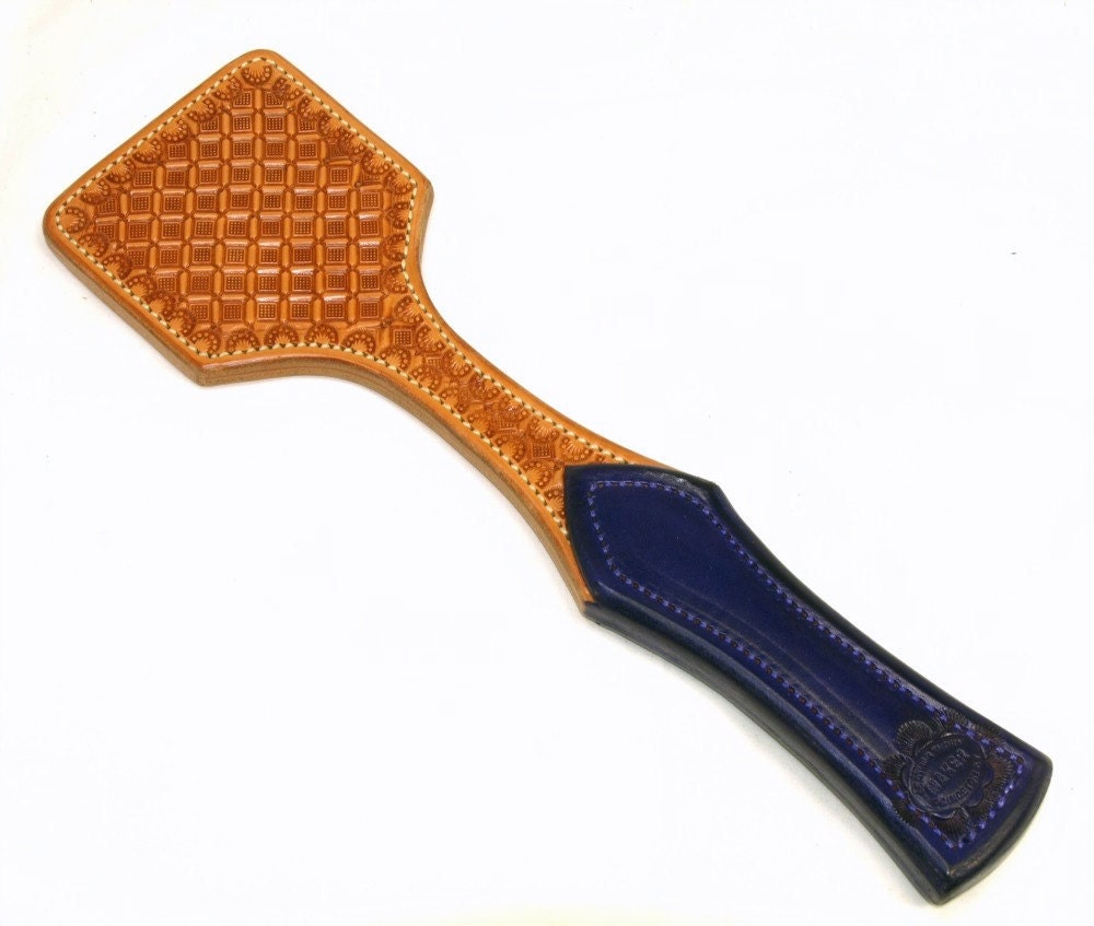PK1 OTK Leather Paddle with Purple Handle and Diamond Pattern