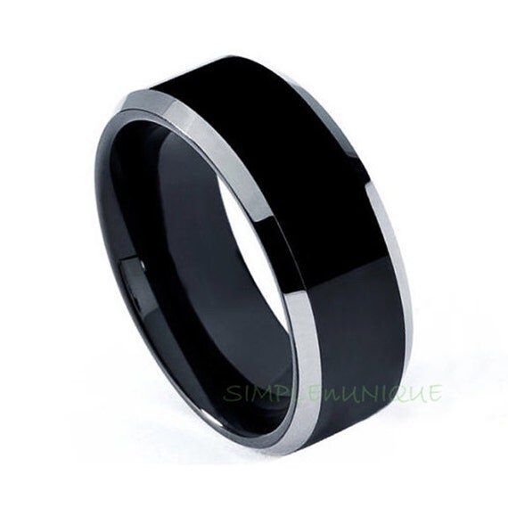 8MM Black Tungsten Wedding Ring, Tungsten Wedding Band, Black Tungsten ...