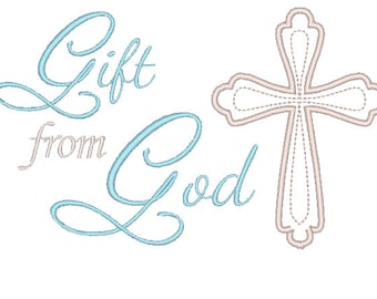 Baptism Embroidery design, Gift from God Embroidery Design, Cross Embroidery Design, Newborn Embroidery Design, New Baby Embroidery Design