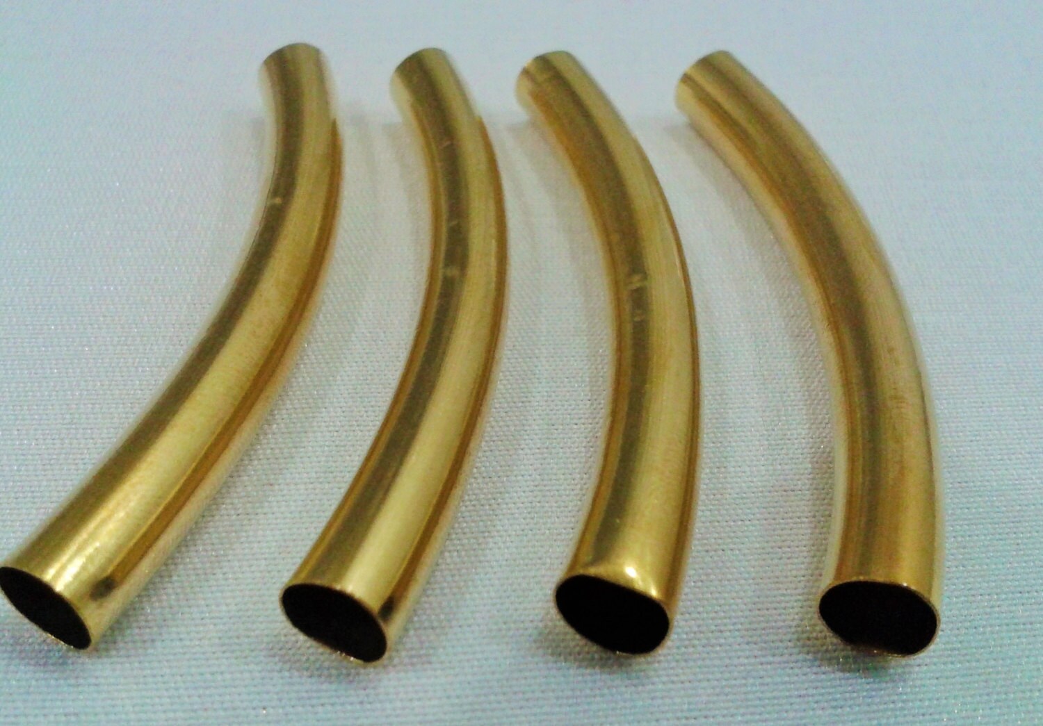 10 Pcs Raw Brass Curved Metal Tube 7 x 60 mm Noodle Tube