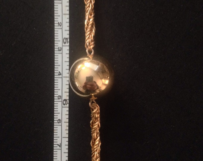 Storewide 25% Off SALE Vintage Christian Dior Signed Twisted Ball & Chain Gold Tone Designer Necklace Featuring Iconic DIOR Fashion Design