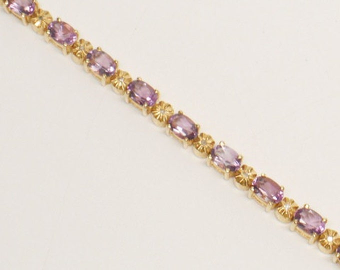 Storewide 25% Off SALE Beautiful Vintage Sterling Silver with Gold Overlay Diamond and Amethyst Tennis Bracelet Featuring Beautiful Lavender