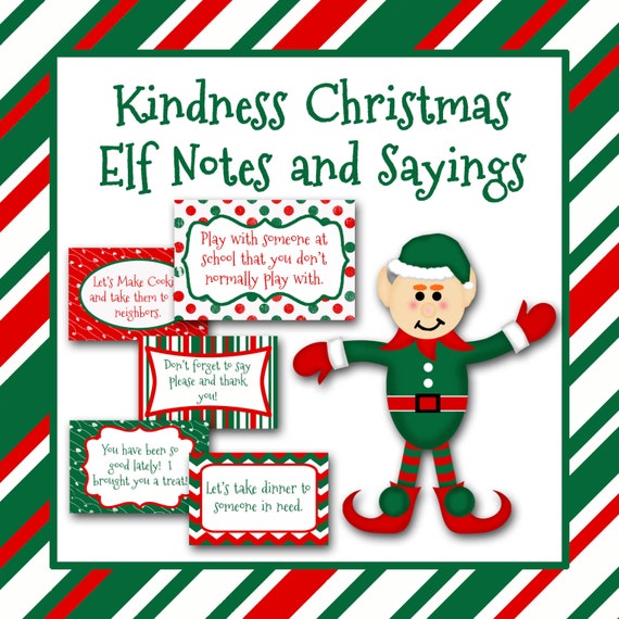 kindness christmas elf notes and sayings printable instant