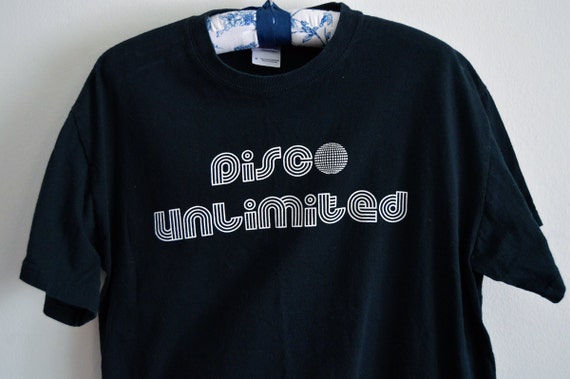 SALE Retro/Vintage DISCO UNLIMITED adult tee by shopthevioletfox