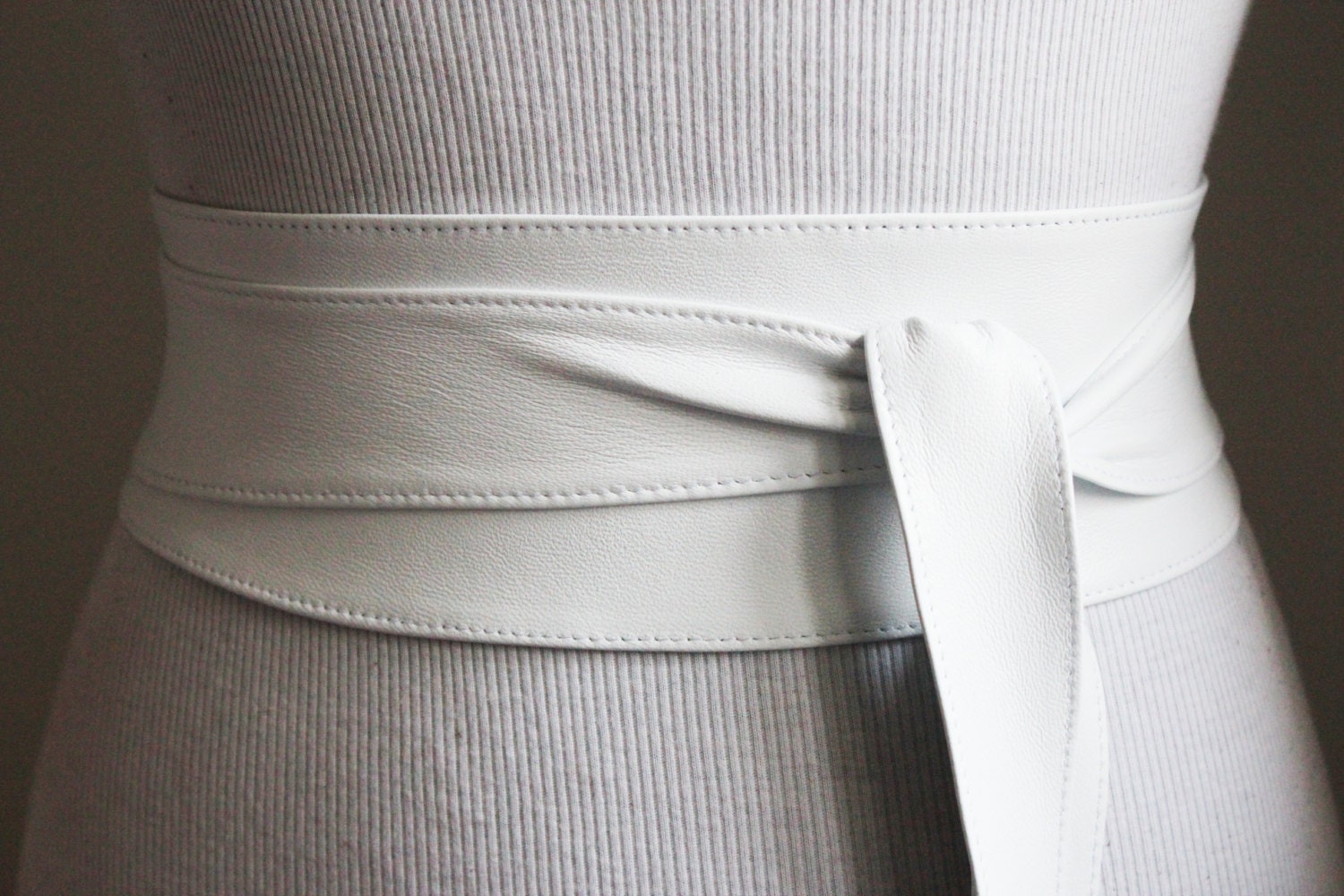 White soft Leather Obi Belt Corset Belt Real Leather Belts
