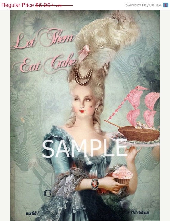 25 OFF SALE Marie Antoinette Let Them Eat Cake Fabric Block 14 0173   Il 570xN.661947122 Cg34 