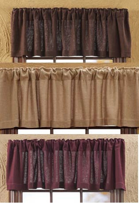 16 long Natural burlap valance beautiful and rustic/ country