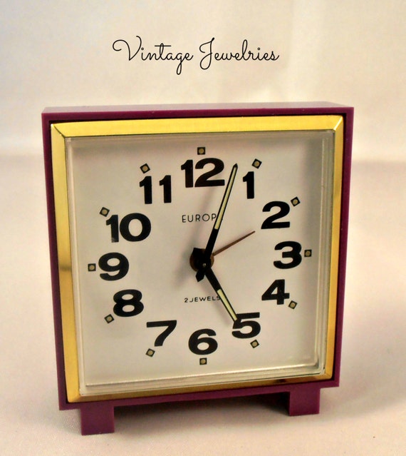 Vintage German Made EUROPA 2 Jewels ALARM CLOCK