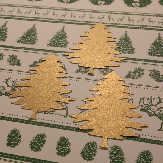 12 Gold Shimmer Double Sided Christmas Tree for Scrapbooking