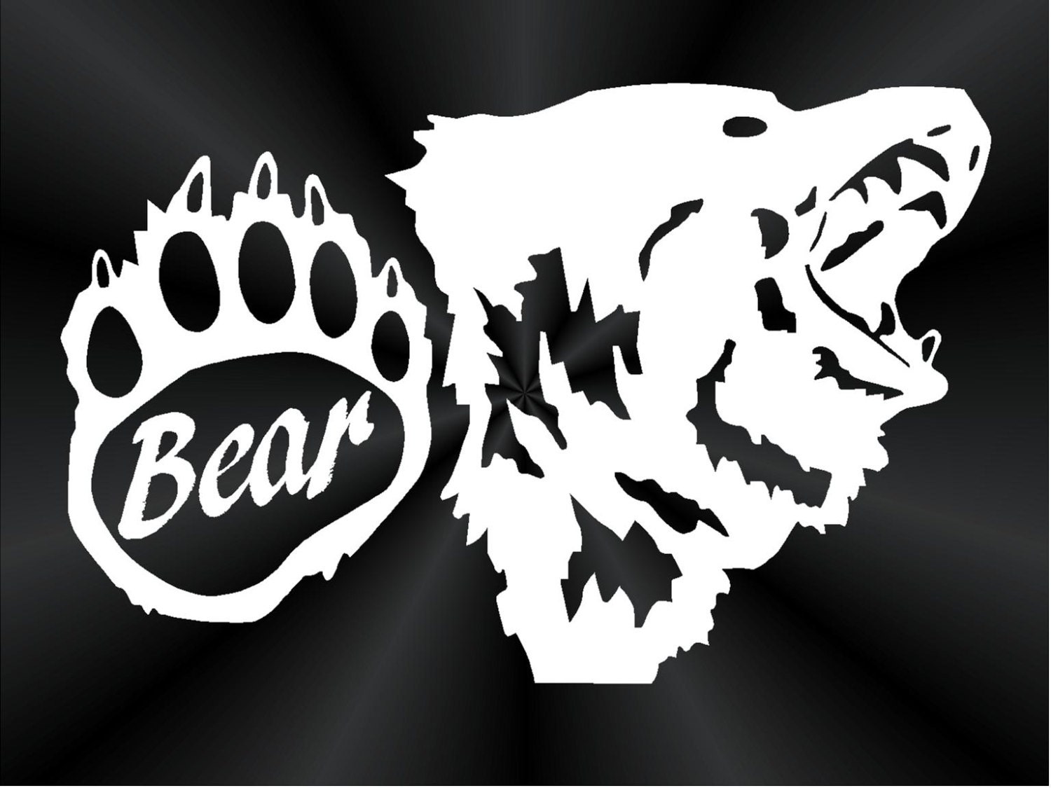 Bear Paw Print with Head Decal Truck Car Window by TruLineDecals
