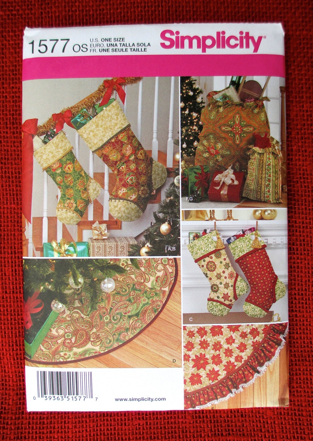 Simplicity Sewing Pattern 1577 Christmas Stockings Tree